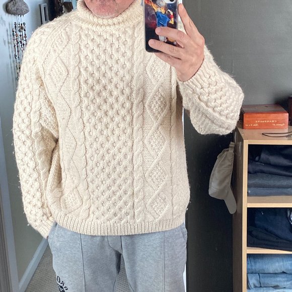 Vintage & Rare 90's Luciano Barbera Handknit Icelandic Cable Sweater Large - Picture 11 of 11